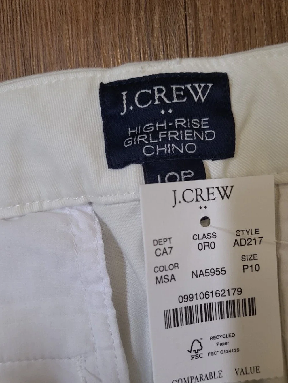 J.‎ Crew women,s's Cream Chino Pants for women,s size 10p new.